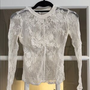 Free People White Lace Top